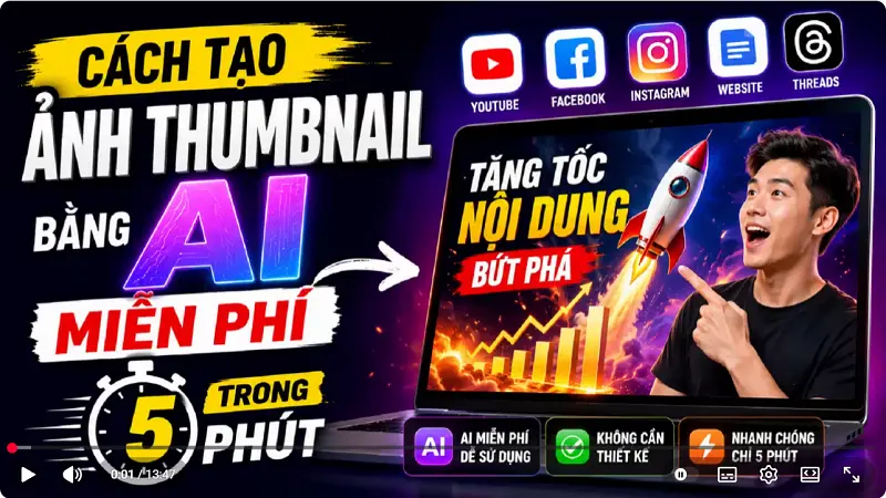 Cách Tạo Ảnh Thumbnail Bằng AI Miễn Phí Trong 5 Phút